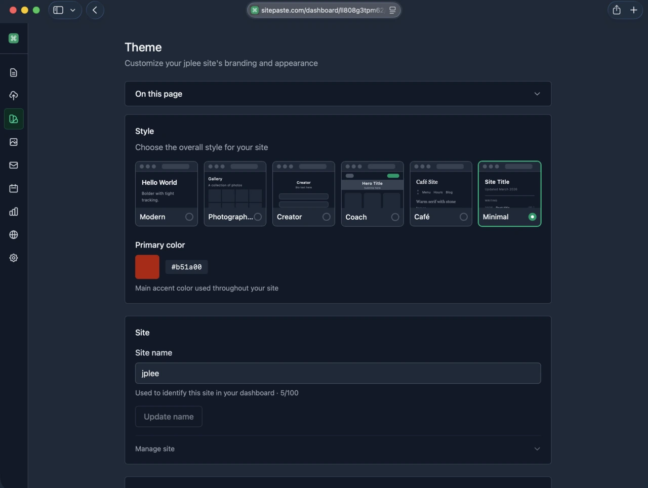 Theme settings